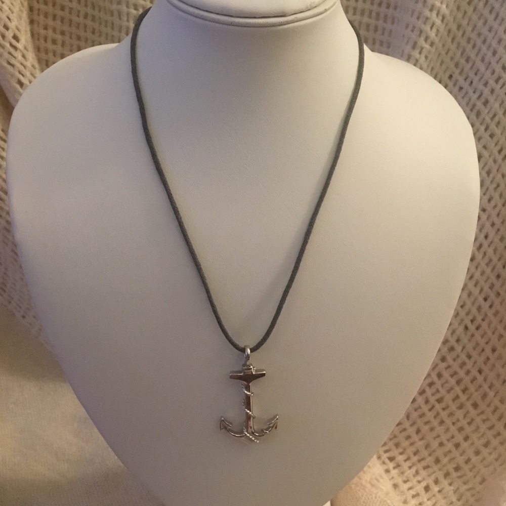 Anchor Necklace on Fabric String